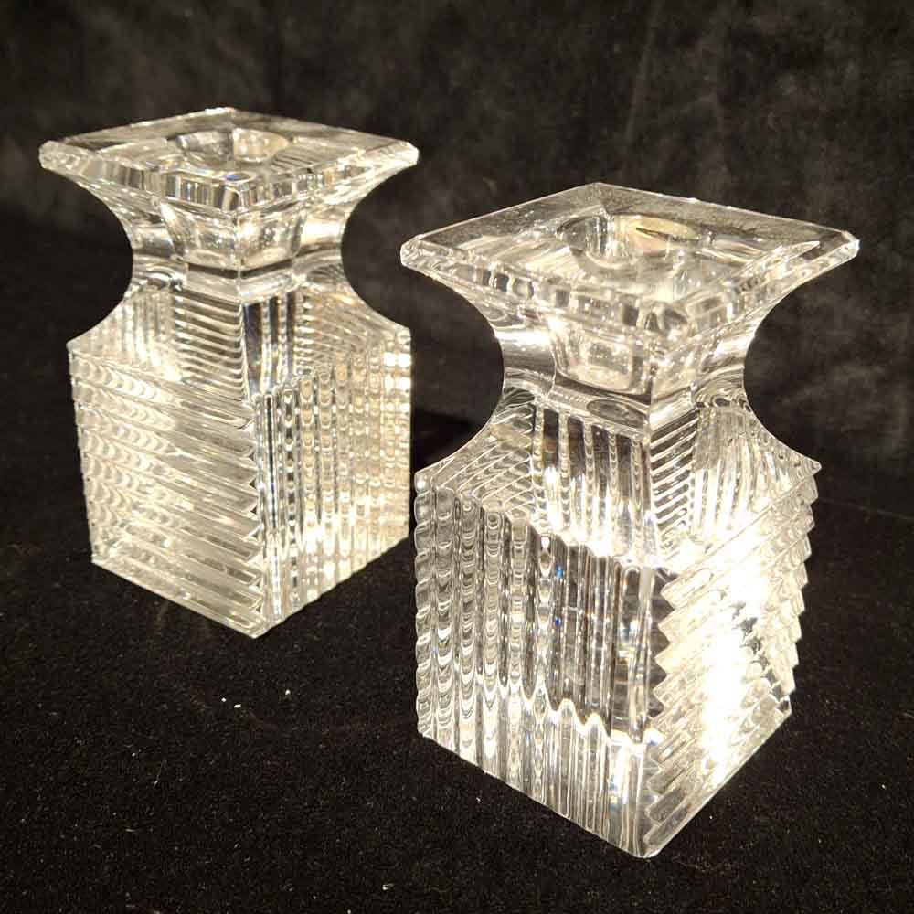Art Deco Tarzı Geometrik Kristal Cam Şamdan Takımı