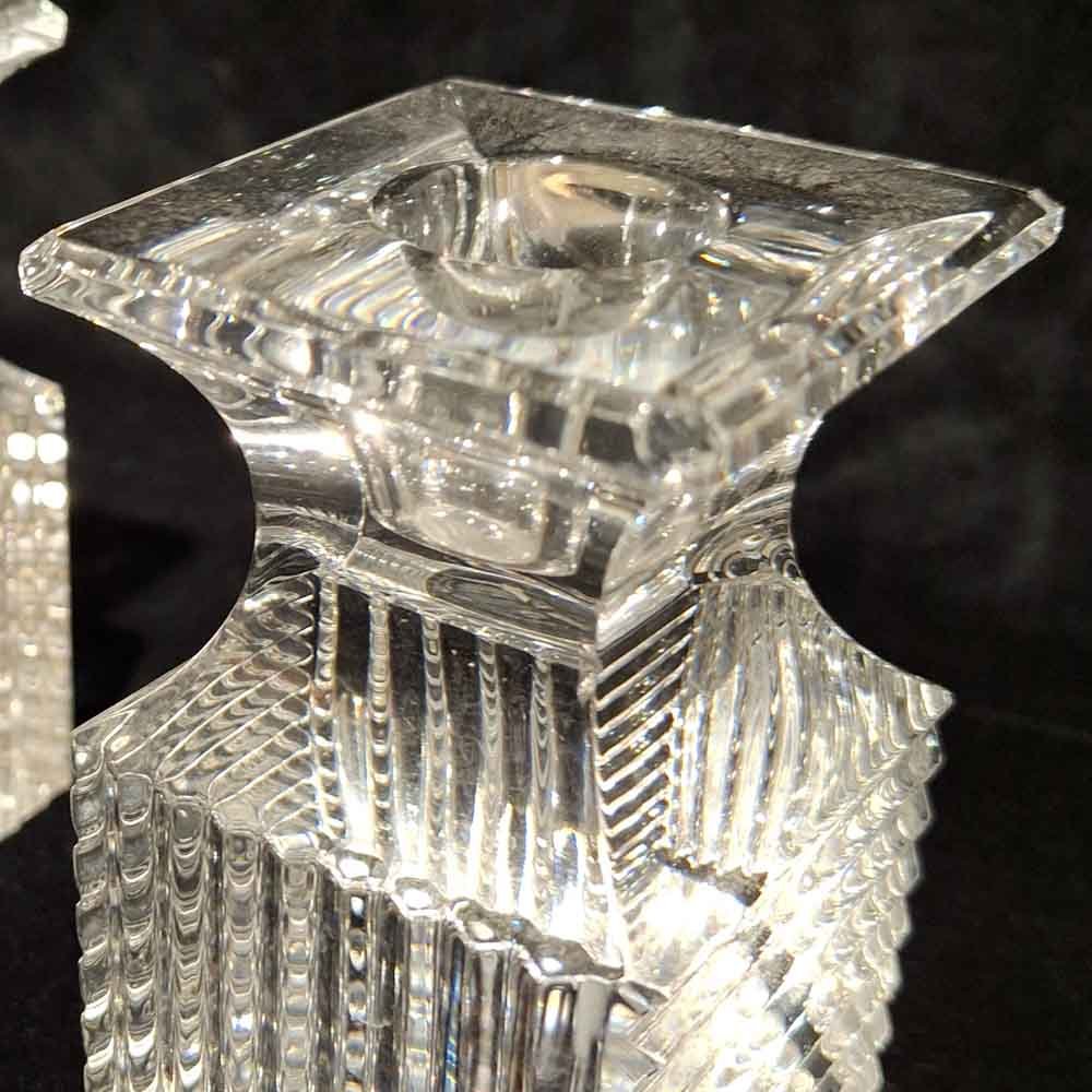 Art Deco Tarzı Geometrik Kristal Cam Şamdan Takımı