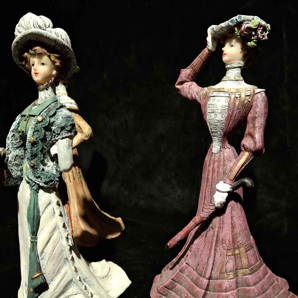 Edwardian Dönem Kadın Heykelcik Seti – 3’lü Koleksiyon