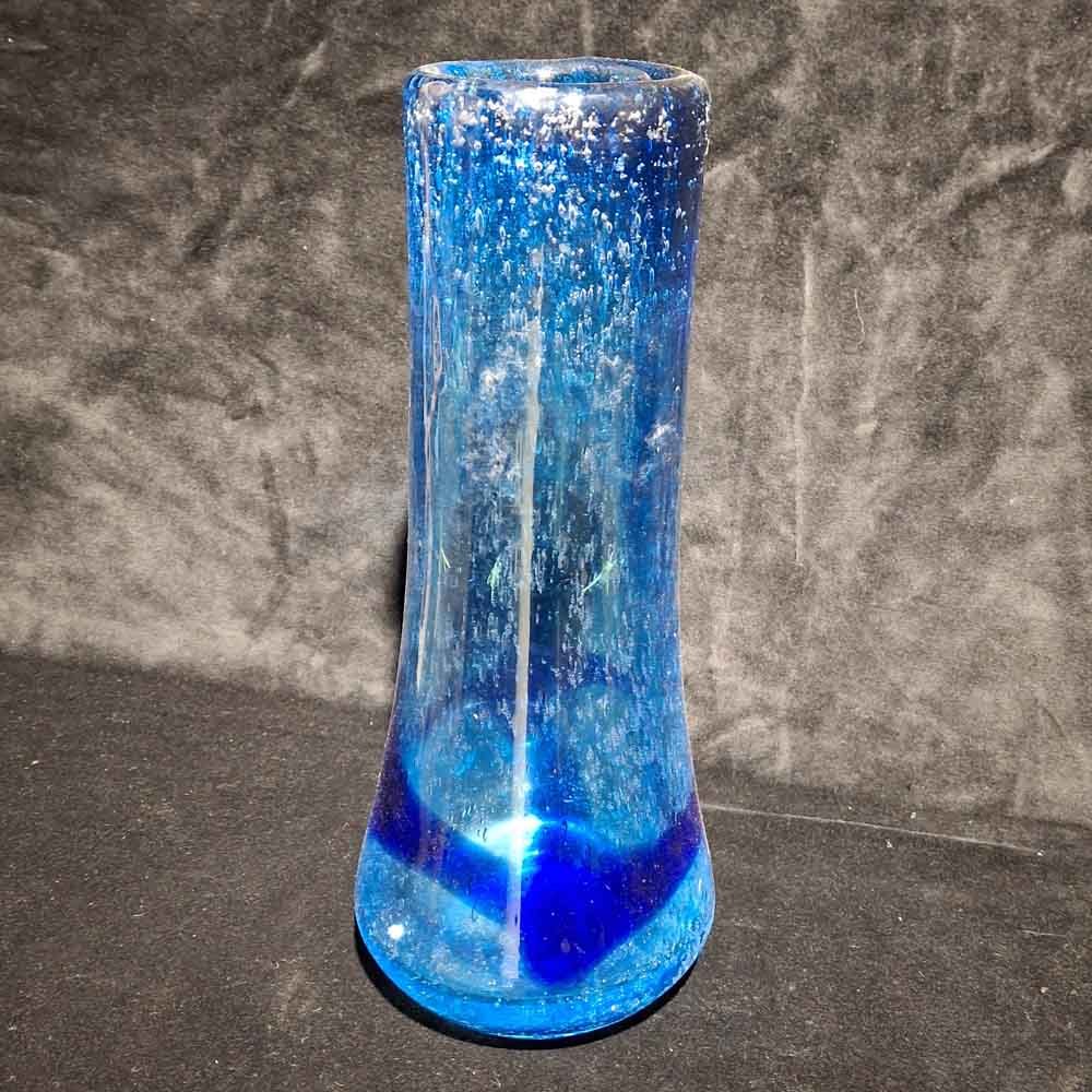 El Yapımı Sanatsal (Art Glass) Mavi 'Bullicante' Cam Vazo