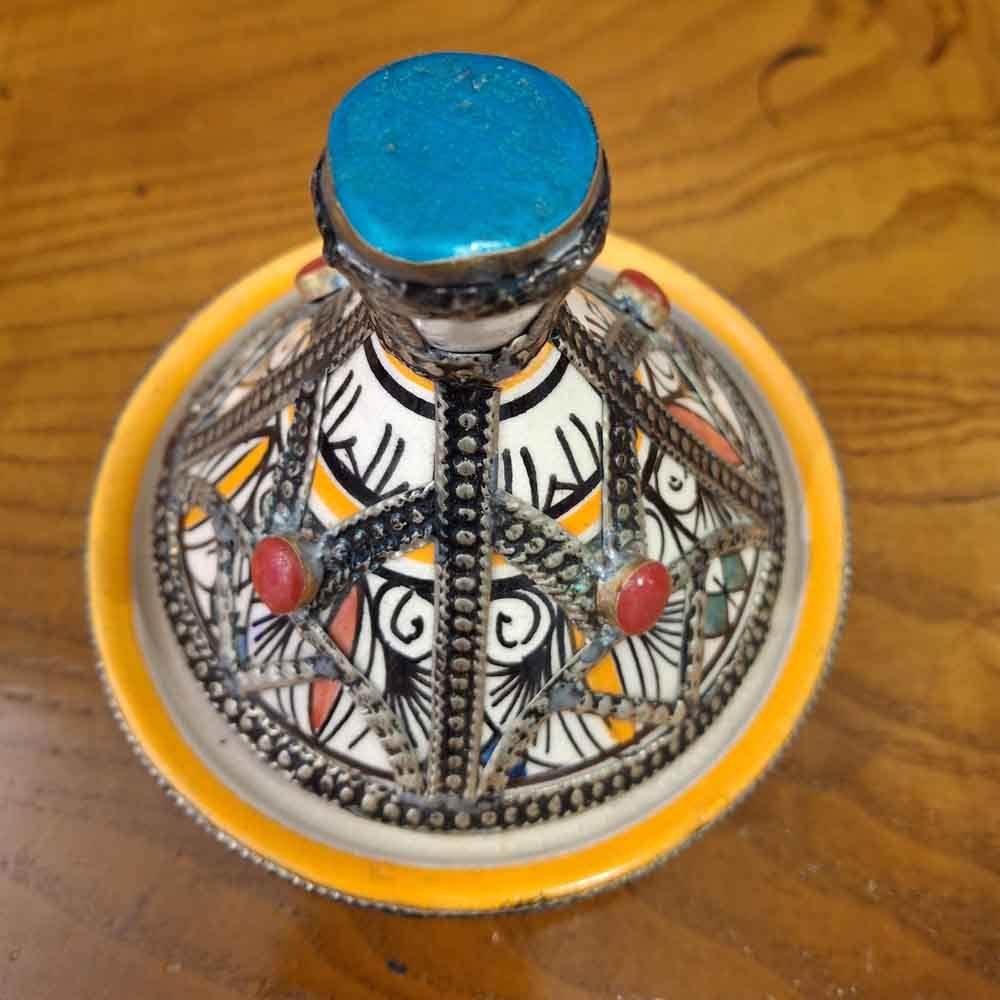 Fas Tarzı Seramik Mini Tajin – El Yapımı Dekoratif Kapaklı Tabak