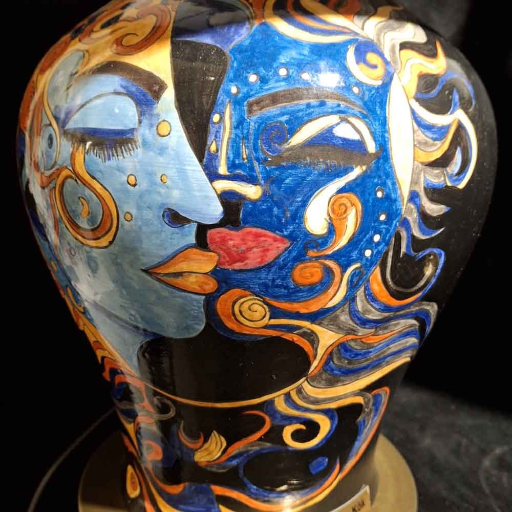 Güneş ve Ay Temalı Seramik Masa Lambası