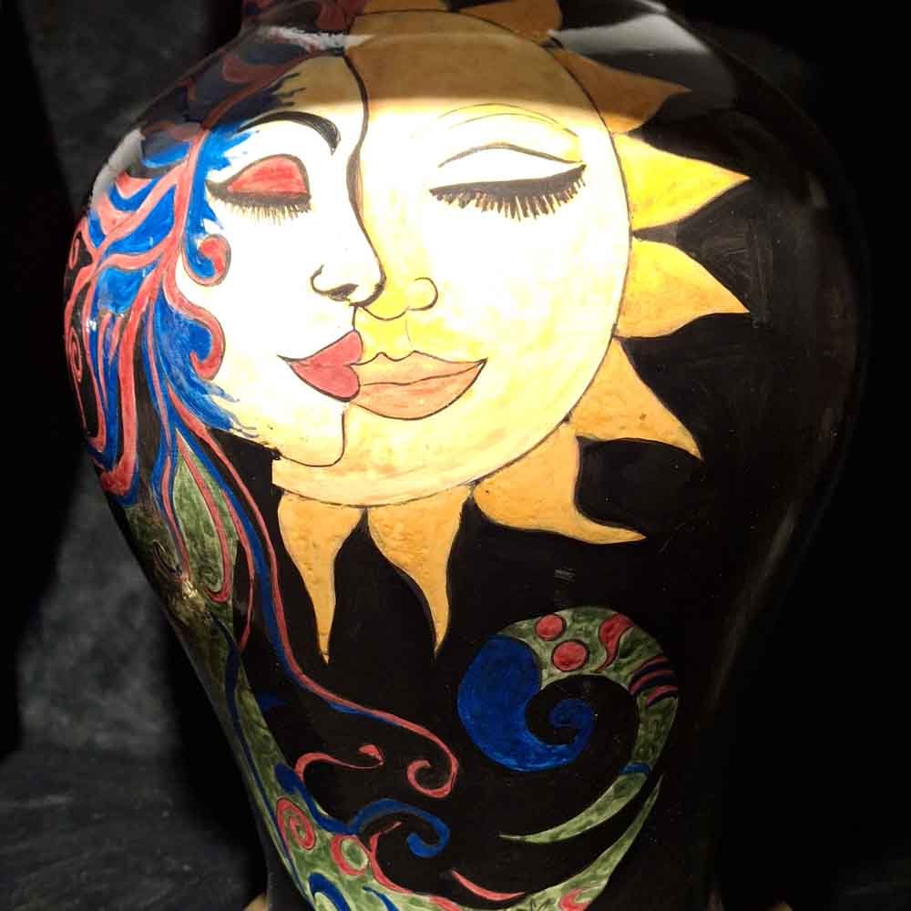 Güneş ve Ay Temalı Seramik Masa Lambası