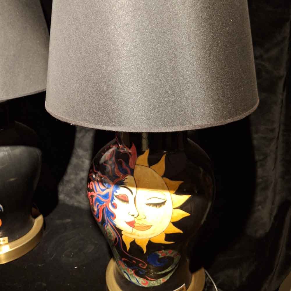 Güneş ve Ay Temalı Seramik Masa Lambası