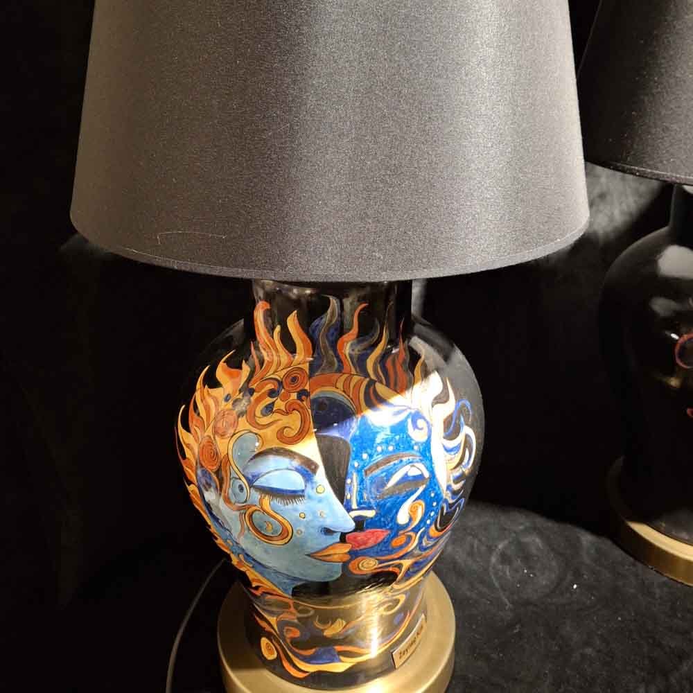 Güneş ve Ay Temalı Seramik Masa Lambası