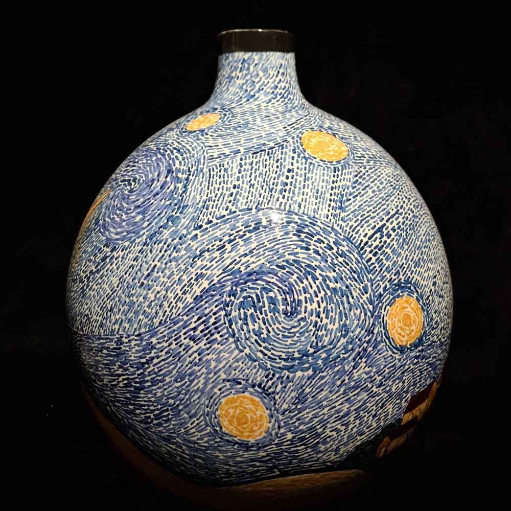 Van Gogh “Yıldızlı Gece” İlhamlı Göz Motifli Seramik Vazo